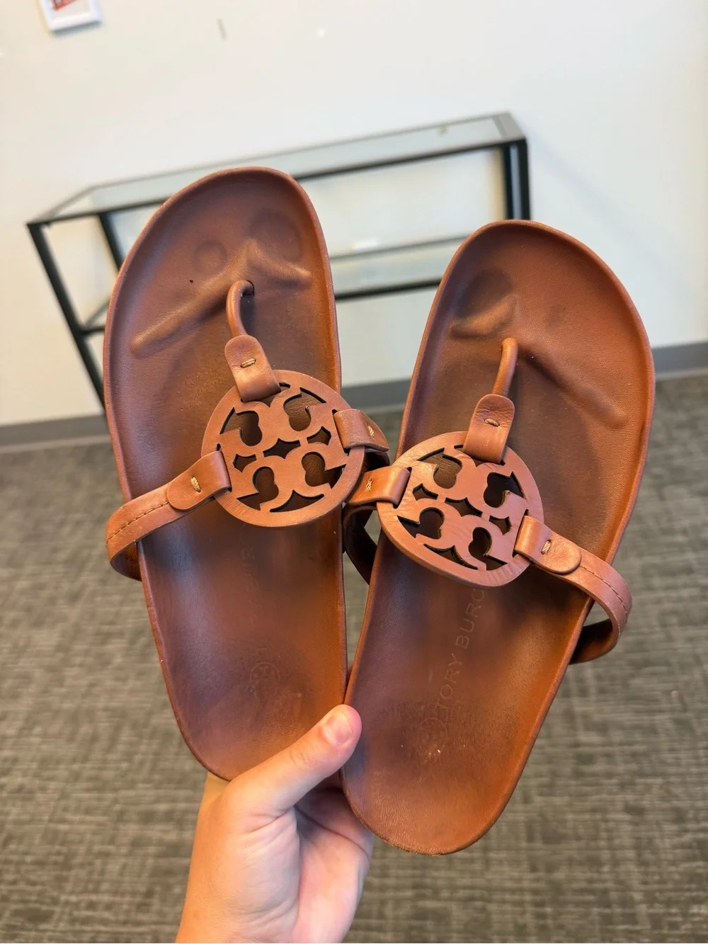 Tory Burch Brown Leather Miller Cloud Arch Support Sandals